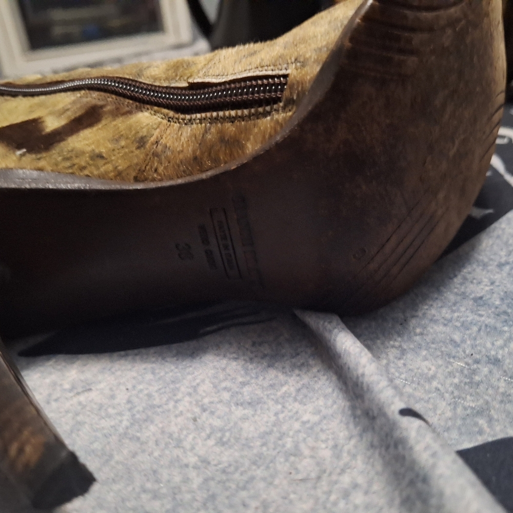 Gianni Bravo Poited Toe High Heeled Italian Leather &Fur Boots Size7.5 - Picture 7 of 14